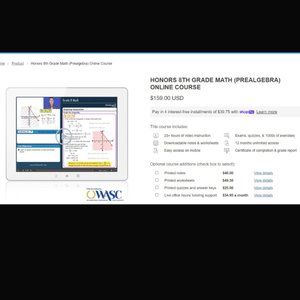 Code for Online Subscription: Thinkwell Math 8th Grade PreAlgebra Honors